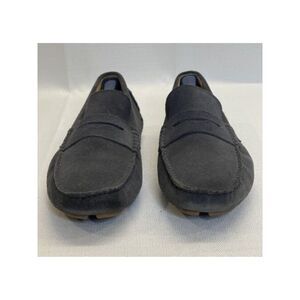 THE MENS STORE Mens Gray Penny Drive Square Toe Slip On Leather Loafers 7.5